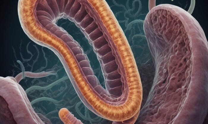 A detailed illustration of a hookworm
